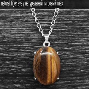 Vintage Natural Quartz Jades Amethysts Claw Pendant Necklaces Antique Silver