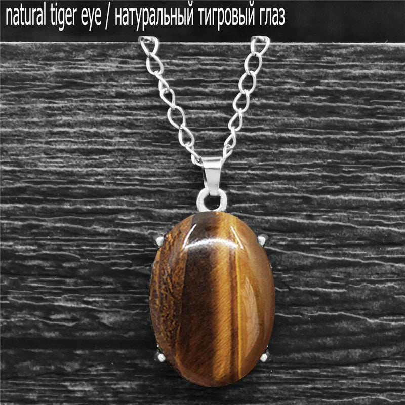 Vintage Natural Quartz Jades Amethysts Claw Pendant Necklaces Antique Silver
