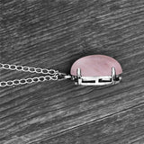 Vintage Natural Quartz Jades Amethysts Claw Pendant Necklaces Antique Silver