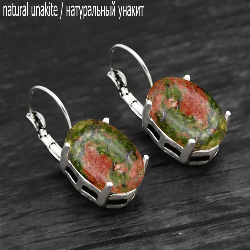 Vintage Natural Quartz Lapis Lazuli Claw Earrings For Women