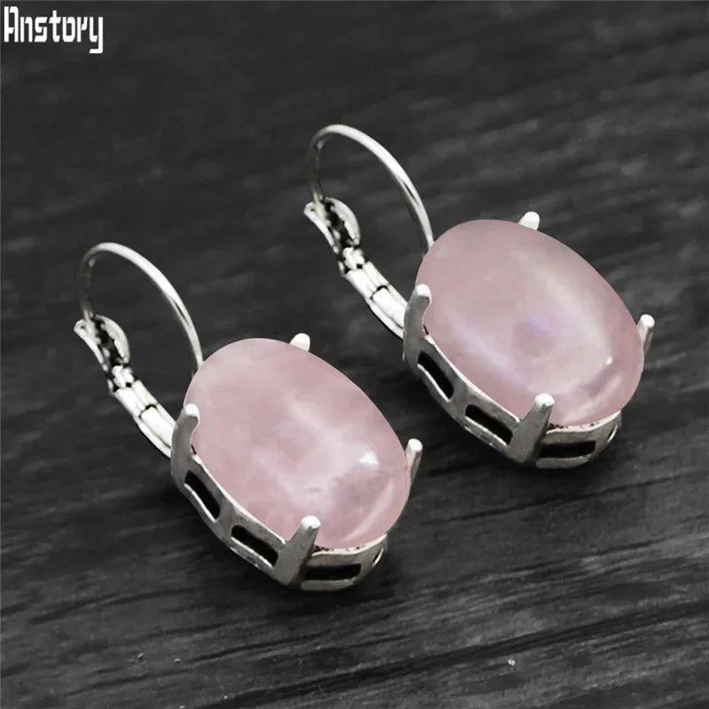 Vintage Natural Quartz Lapis Lazuli Claw Earrings For Women