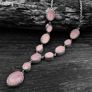 Vintage Quartz Necklace Unakite Stone Amethysts Multi-layer