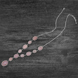 Vintage Quartz Necklace Unakite Stone Amethysts Multi-layer