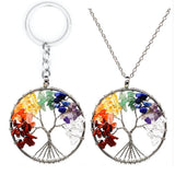 Vintage 7 Chakra Tree Of Life Keychain Silver Key Rings
