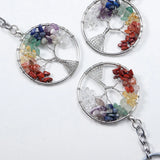 Vintage 7 Chakra Tree Of Life Keychain Silver Key Rings