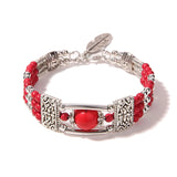 Vintage Natural Stone Bohemian Bracelet For Women Jewelry Round Beads Carved