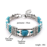 Vintage Natural Stone Bohemian Bracelet For Women Jewelry Round Beads Carved
