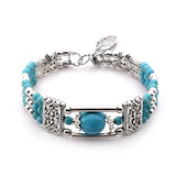 Vintage Natural Stone Bohemian Bracelet For Women Jewelry Round Beads Carved