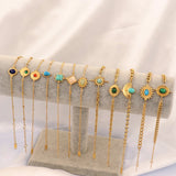Vintage Turquoise Stone Bracelet Stainless Steel Cuban Chain Women Jewelry