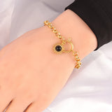Vintage Turquoise Stone Bracelet Stainless Steel Cuban Chain Women Jewelry