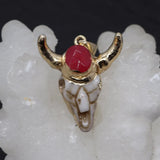 Vintage Stone Cow Skull Charm Pendant for Jewelry Making