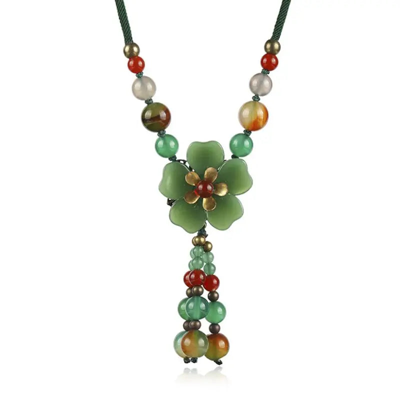 Vintage Natural Stone Pendant Necklace for Women