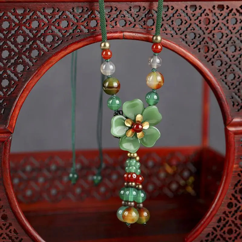 Vintage Natural Stone Pendant Necklace for Women