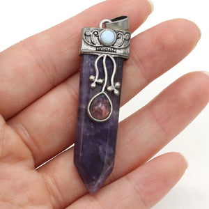 Vintage Natural Stone Pendant Sword Crystal Charms Accessories