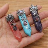 Vintage Natural Stone Pendant Sword Crystal Charms Accessories
