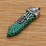 Vintage Natural Stone Pendant Sword Crystal Charms Accessories