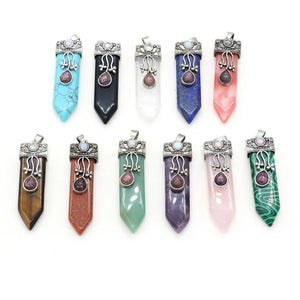 Vintage Natural Stone Pendant Sword Crystal Charms Accessories