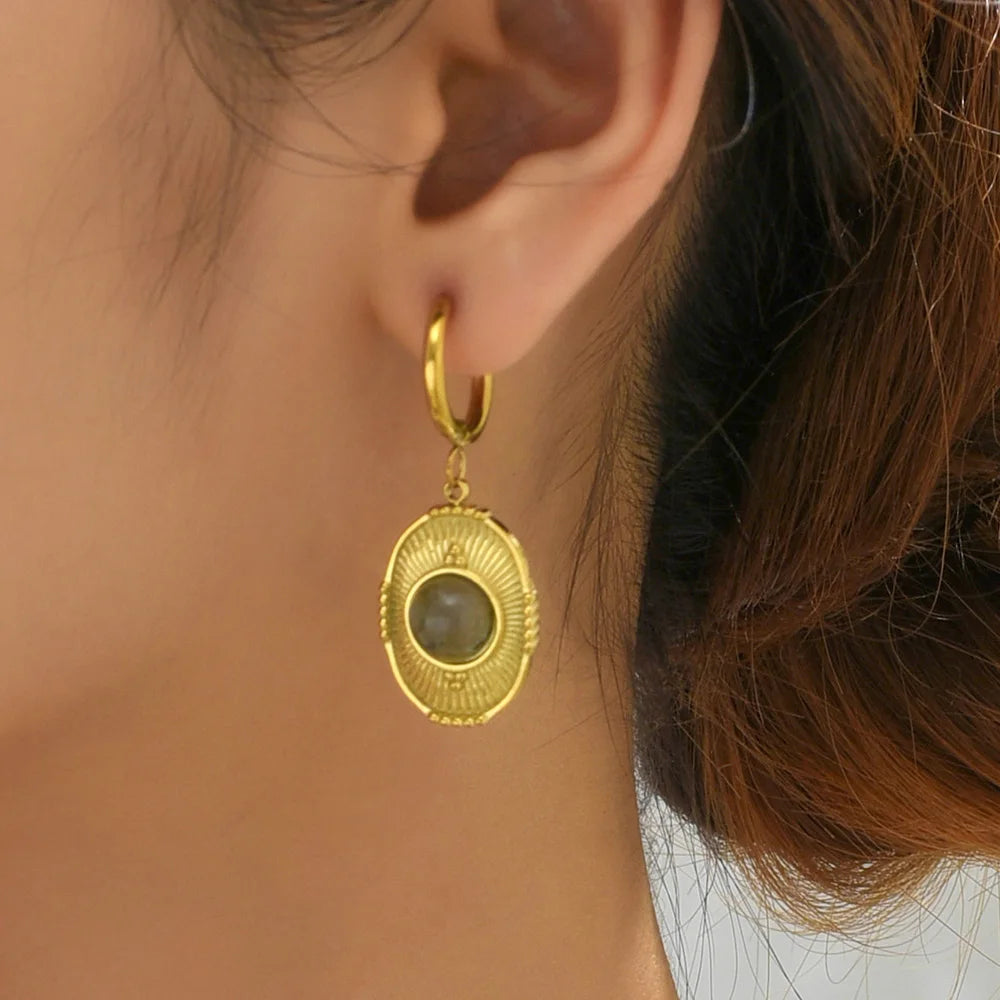 Geometric Steel Hoop Earrings for Women