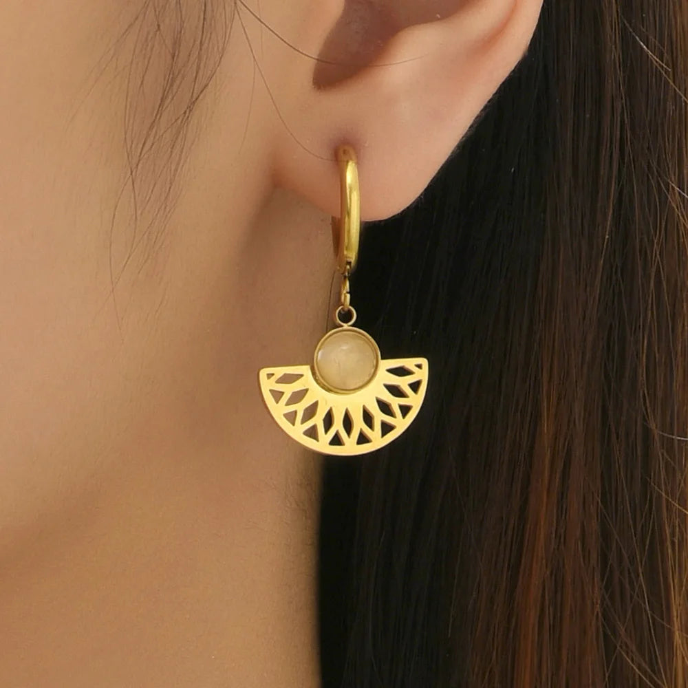 Geometric Steel Hoop Earrings for Women