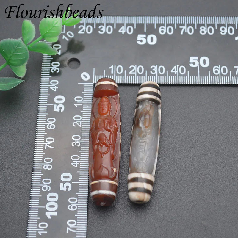 Vintage Natural Stone Tibetan Dzi Agates Stone Carved Dragon Head Pendant