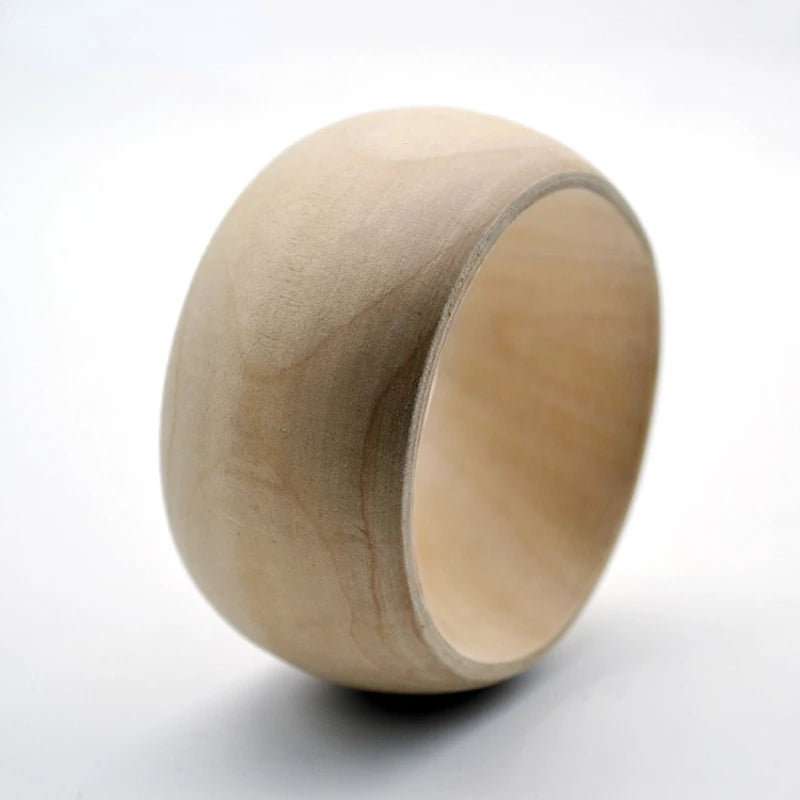 Vintage Natural Wood Wide Bracelet Flat Wooden Bracelet DIY Jewelry