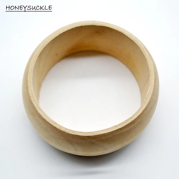 Vintage Natural Wood Wide Bracelet Flat Wooden Bracelet DIY Jewelry