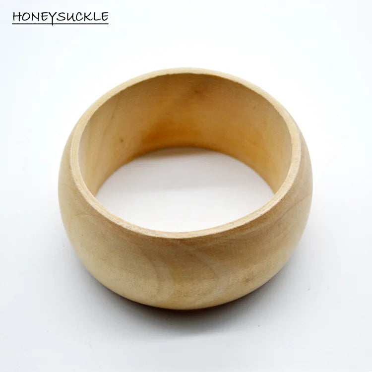 Vintage Natural Wood Wide Bracelet Flat Wooden Bracelet DIY Jewelry