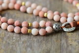 Vintage 8MM Frosted Natural Stones Tassel Necklace Women