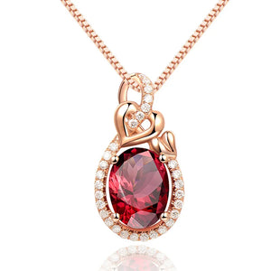 925 Silver Necklace with Ruby Zircon Pendant