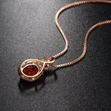 925 Silver Necklace with Ruby Zircon Pendant