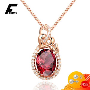 925 Silver Necklace with Ruby Zircon Pendant