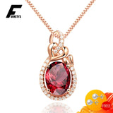 925 Silver Necklace with Ruby Zircon Pendant