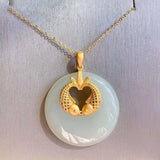 Vintage Chinese Style Sterling Silver Gilded Jade Necklace Pisces Princess