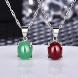 Vintage Oval Ruby Gemstone Pendant 925 Silver Necklace