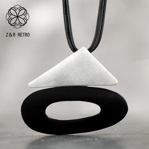 Vintage Geometric Suspension Necklace Big Chain Pendant