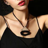 Vintage Geometric Suspension Necklace Big Chain Pendant
