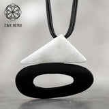 Vintage Geometric Suspension Necklace Big Chain Pendant