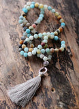 Vintage Amazonite Tibetan Charm Tassel Necklace Women Beaded Necklaces
