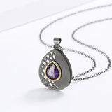 Vintage Purple Zircon Pendant Two Tone Necklace for Women