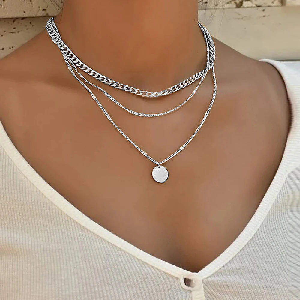 Vintage Necklace Layered Women's Jewelry Pendant