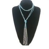 Vintage Boho Crystal Beads Long Necklace Women Kpop Tassel Sweater Chain