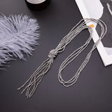 Vintage Boho Crystal Beads Long Necklace Women Kpop Tassel Sweater Chain