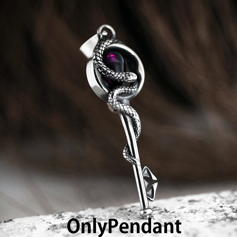 Vintage Snake Key Pendant Necklace Halloween Gift