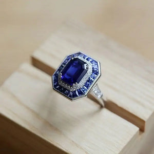 Vintage Gemstone Square Engagement Ring
