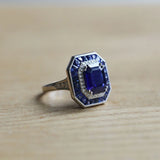 Vintage Square Engagement Ring Wide Band Gemstone Court Classic Banquet Jewelry