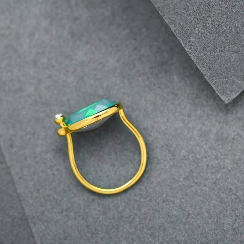 Vintage Noble Emerald Index Finger Ring Wedding Party Jewelry Gift