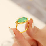 Vintage Noble Emerald Index Finger Ring Wedding Party Jewelry Gift