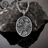 Vintage Nordic Phoenix Necklace Mens Vikings Fire Bird Pendant