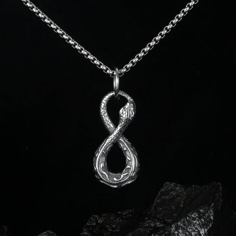 Vintage Snake Pendant Necklace for Men Street Jewelry