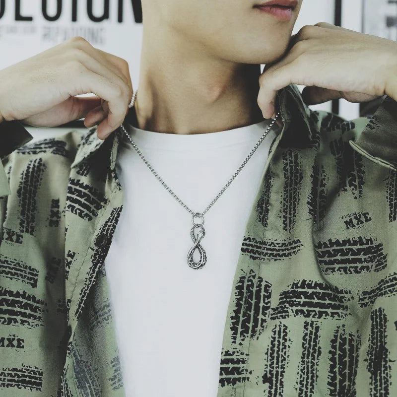 Vintage Snake Pendant Necklace for Men Street Jewelry